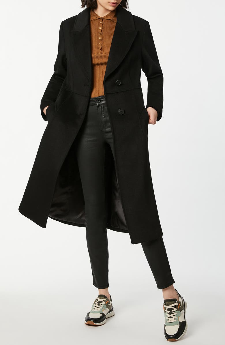 Bernardo Solid Peaked Lapel Coat, Alternate, color,