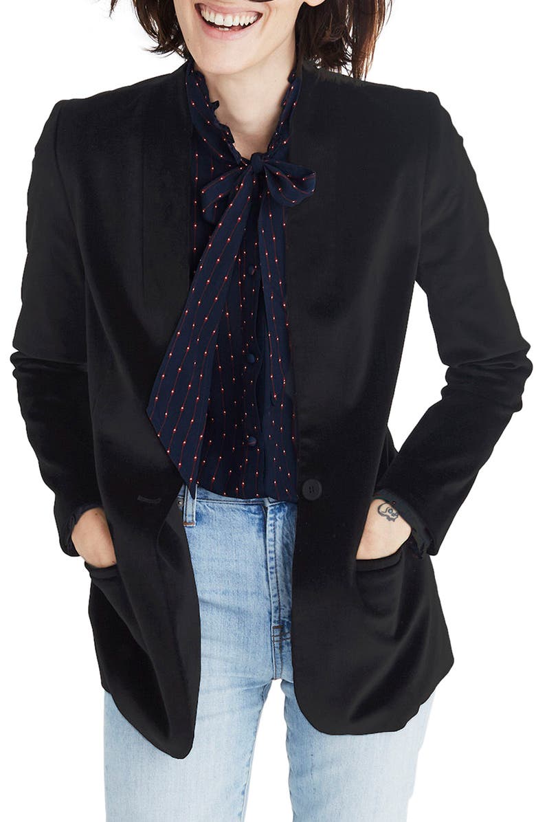 Madewell Lauren Velvet Blazer, Main, color, 