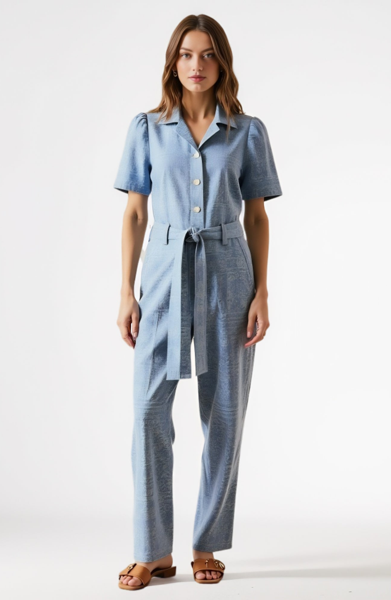 Modenaire Paisley Print Belted Jumpsuit, Alternate, color, Faded Paisley Print