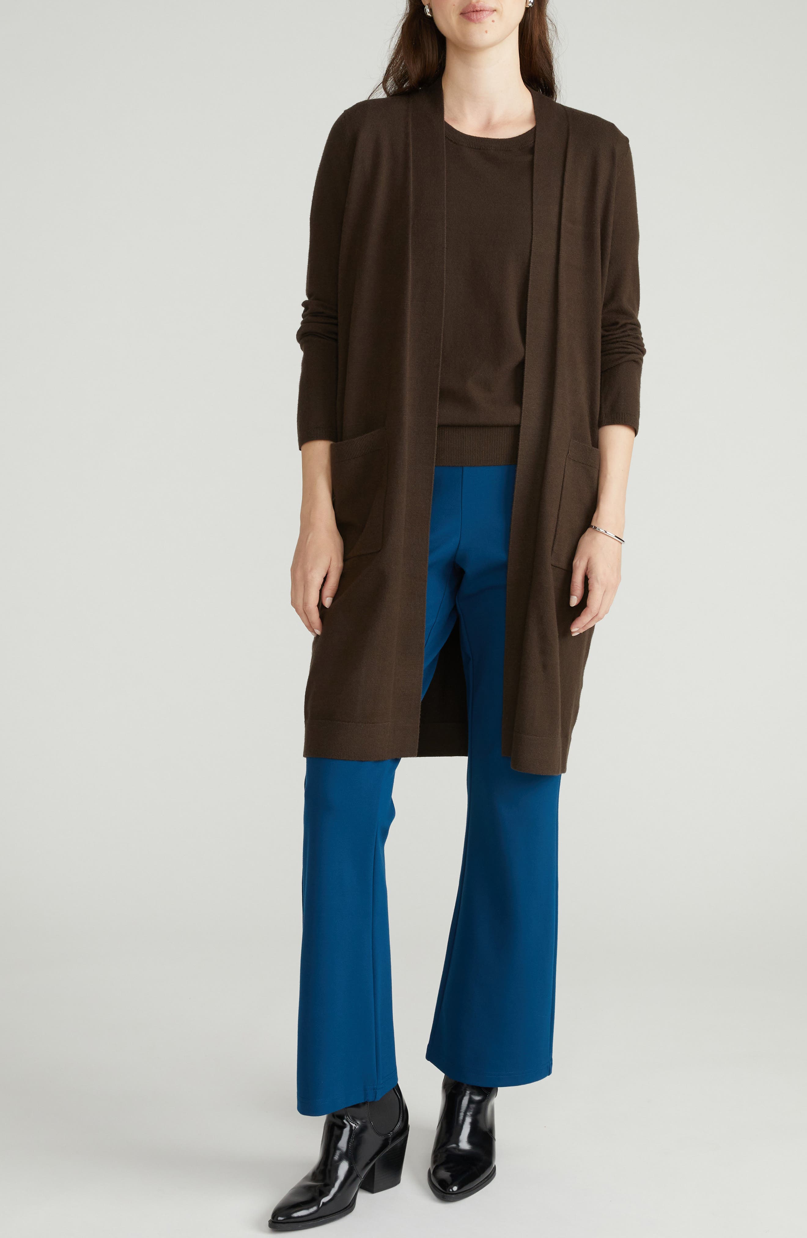 Universal Standard Long Open Front Cardigan In Chocolate