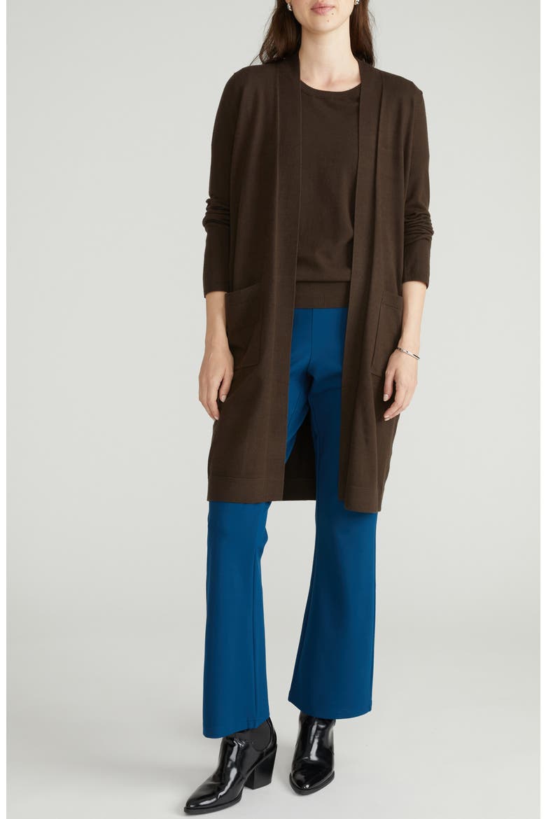 Long Open Front Cardigan, Main, color, CHOCOLATE