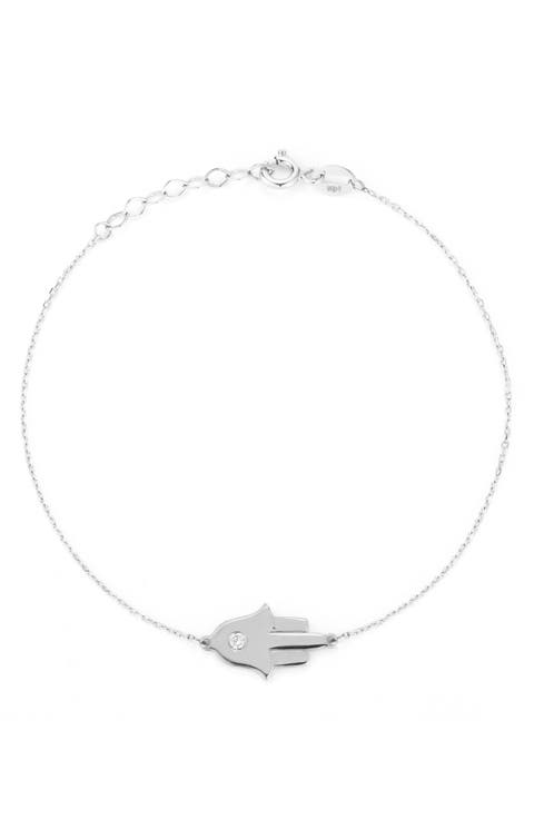 14K White Gold Hamsa Bracelet