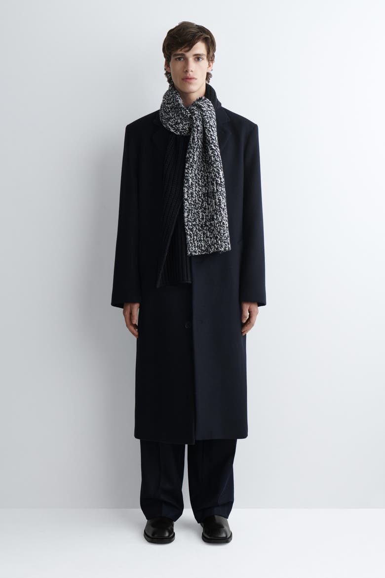 Reversible Flecked Wool-Blend Scarf, Alternate, color, NAVY / WHITE