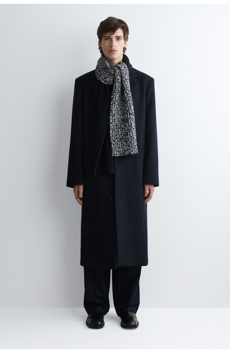 COS Reversible Flecked Wool-Blend Scarf, Alternate, color, Navy / White