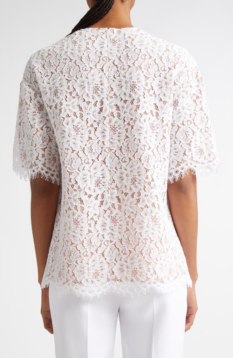 Michael Kors Collection Oversize Floral Lace Top, Alternate, color, Optic White