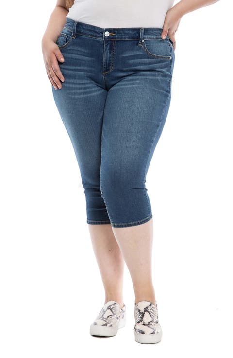 Frayed Crop Capri Jeans (Plus Size)