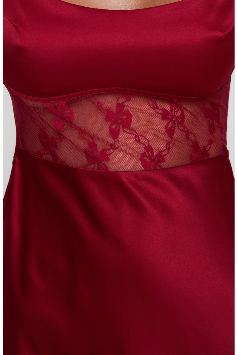 Le Tigre Lace Inset Satin Minidress, Alternate, color, RED