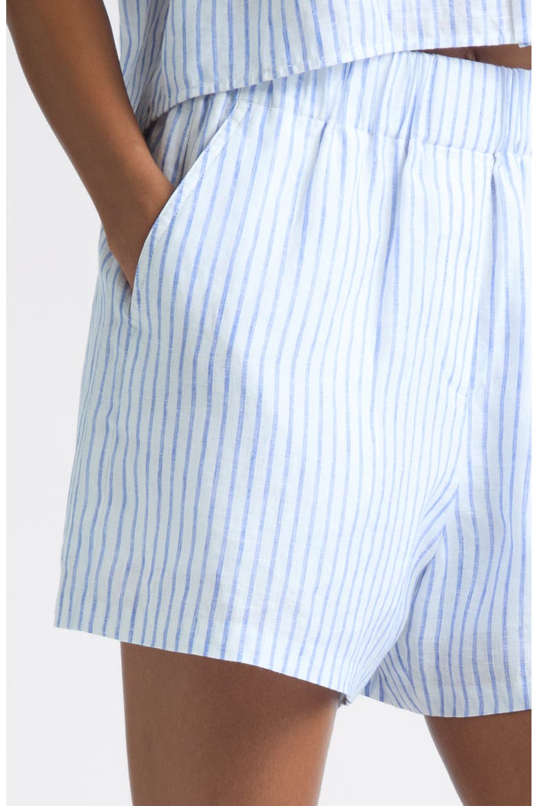 Casey Striped Linen Shorts, Alternate, color, WHITE/ CLASSIC BLUE