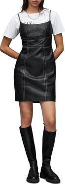 AllSaints Olivia Contrast Stitch Leather Minidress