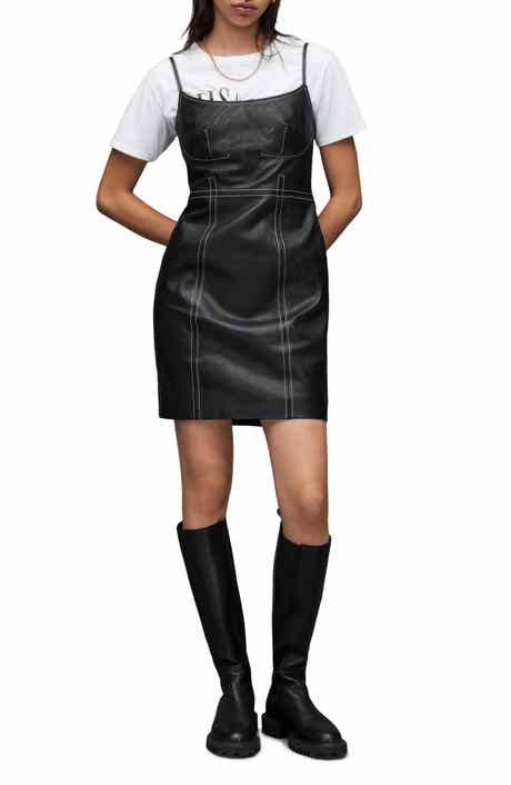 AllSaints Olivia Contrast Stitch Leather Minidress