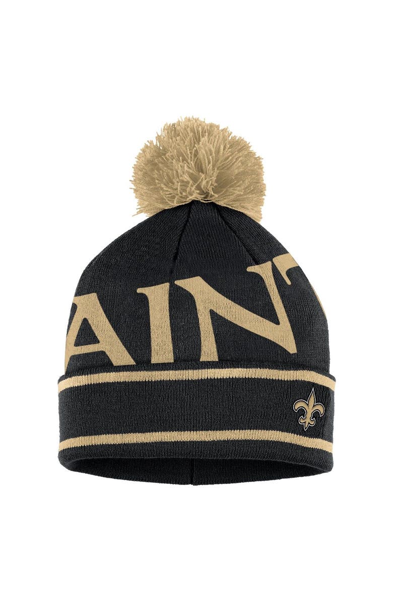 WEAR by Erin Andrews Women's WEAR by Erin Andrews  Black New Orleans Saints Double Jacquard Cuffed Knit Hat with Pom and Gloves Set, Alternate, color, 