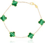 The Lovery Fine Jewelry Small Malachite Clover Bracelet