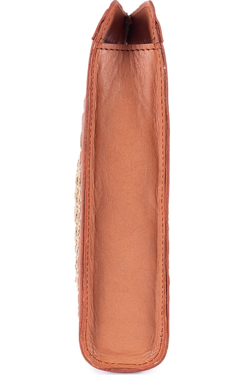 Jelavu Delmar Rattan & Leather Frame Clutch, Alternate, color, Tan