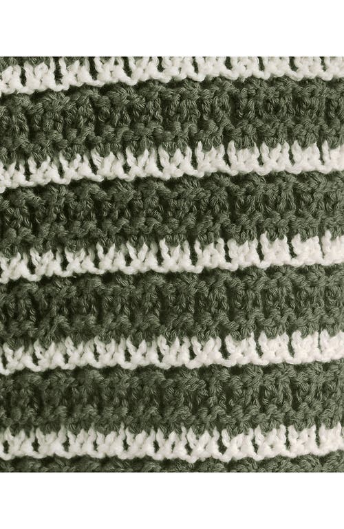 Lands' End Blend Texture U Neck Vest Sweater In Washed Moss/ivory Stripe
