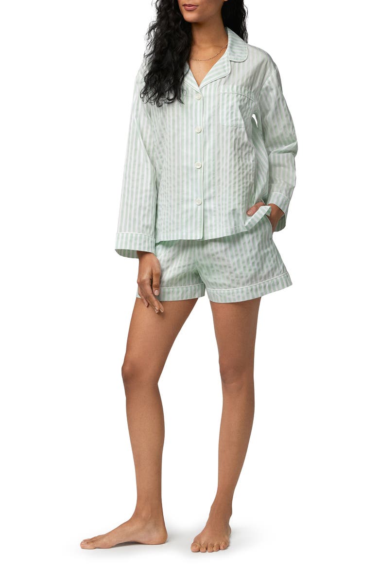 Stripe Organic Cotton Short Pajamas, Alternate, color, MINT 3D STRIPE