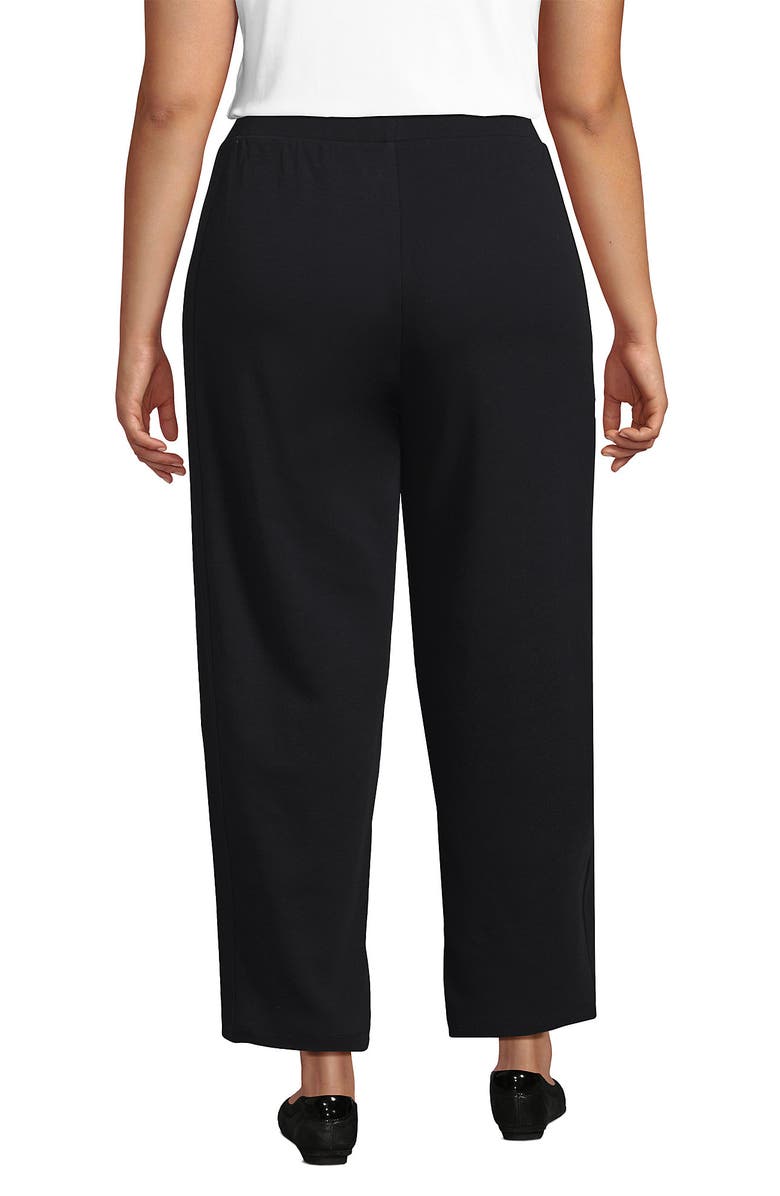 Lands' End Plus Size Sport Knit High Rise Barrel Ankle Pants, Alternate, color, Black