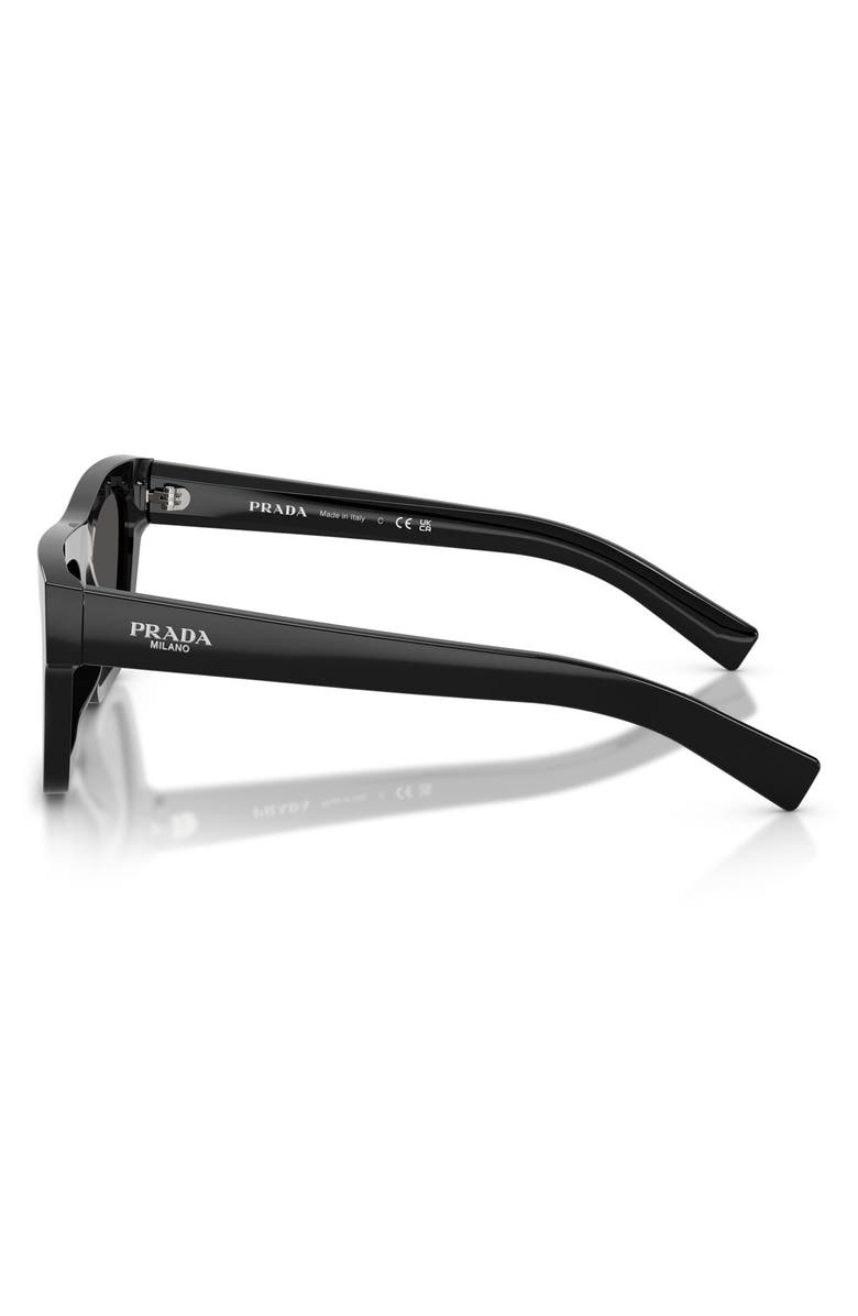 Prada 54mm Rectangular Sunglasses, Alternate, color, Black / Dark Grey