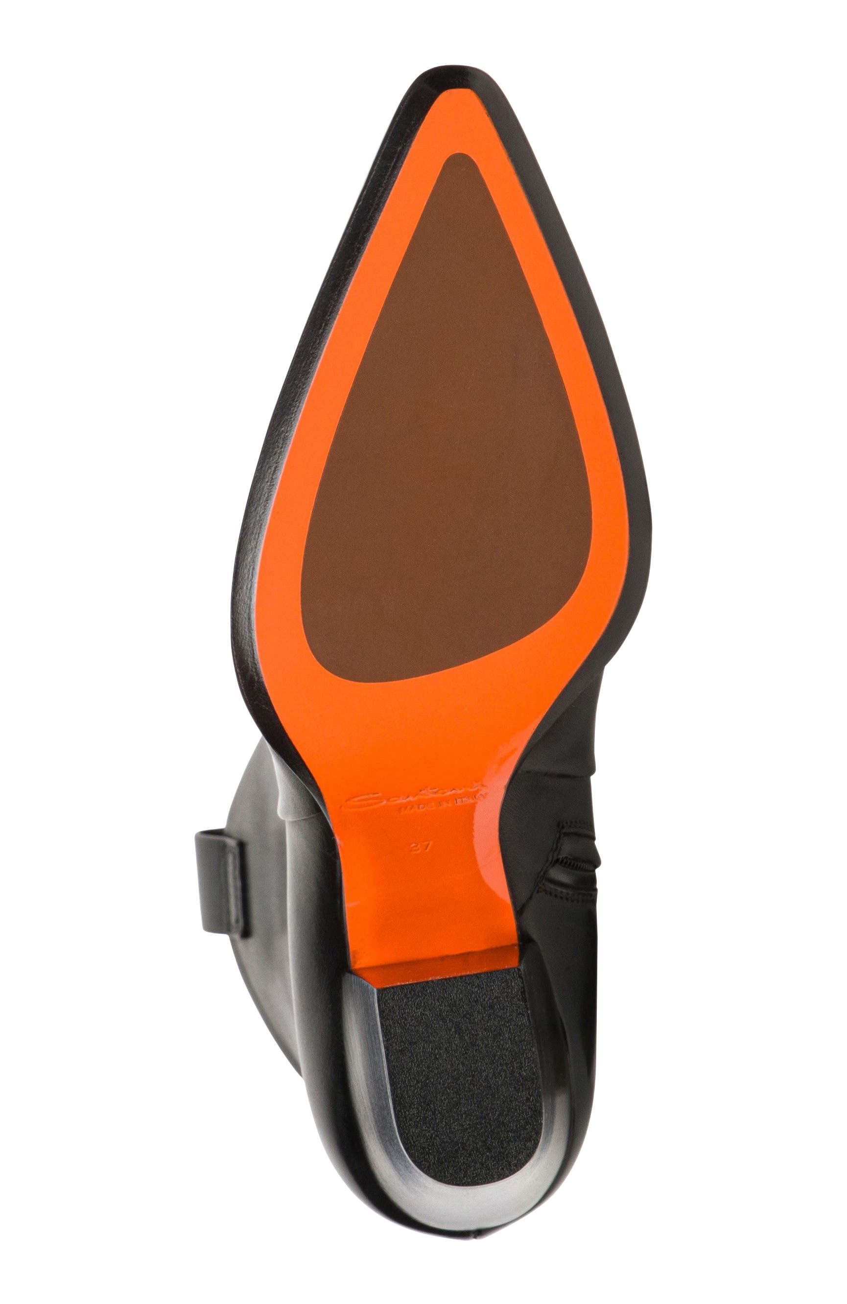 Santoni Women's leather texan ankle boot, Alternate, color, Black