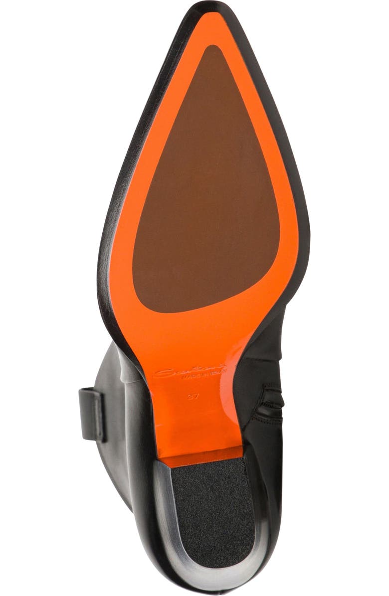 Santoni Women's leather texan ankle boot, Alternate, color, Black