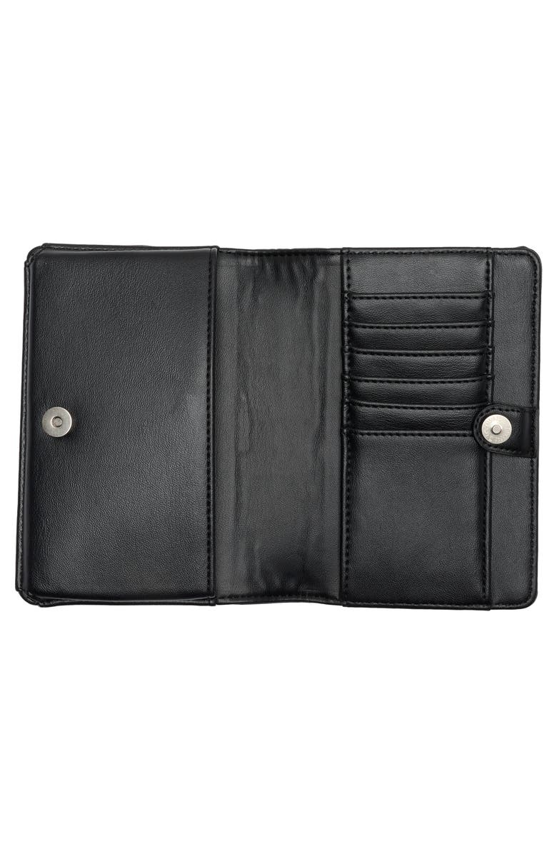 Steve Madden Studded Wallet on a Crossbody Strap, Alternate, color, Black