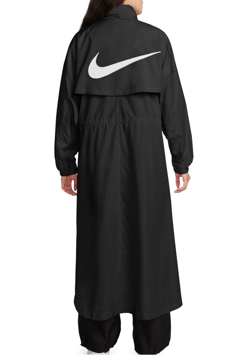 Essential Longline Trench Coat, Alternate, color, BLACK/ WHITE