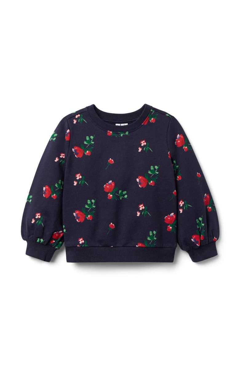 Janie and Jack Floral French Terry Sweatshirt, Main, color, Blue