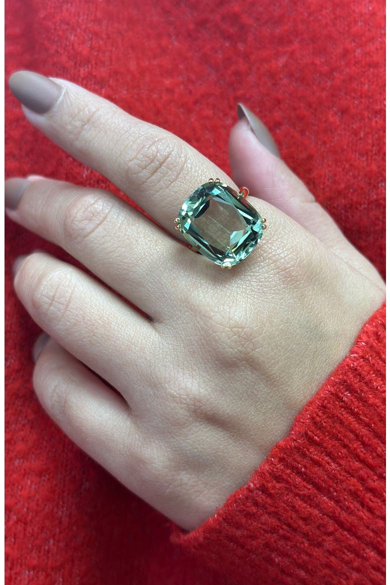 Gossip Cushion Cut Cocktail Ring, Alternate, color, PRASIOLITE