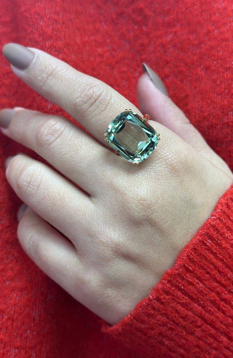 GOSHWARA Gossip Cushion Cut Cocktail Ring, Alternate, color, Prasiolite