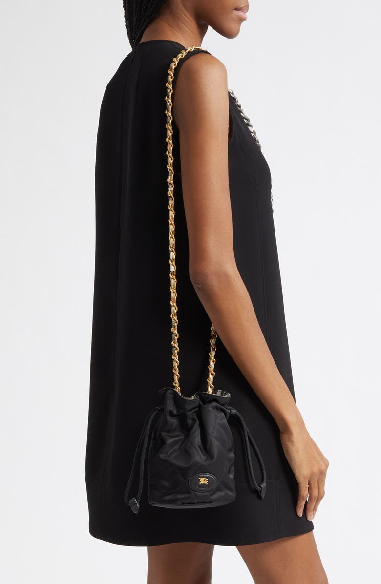 Burberry Horseshoe Quilted Nylon Bucket Bag, Alternate, color,