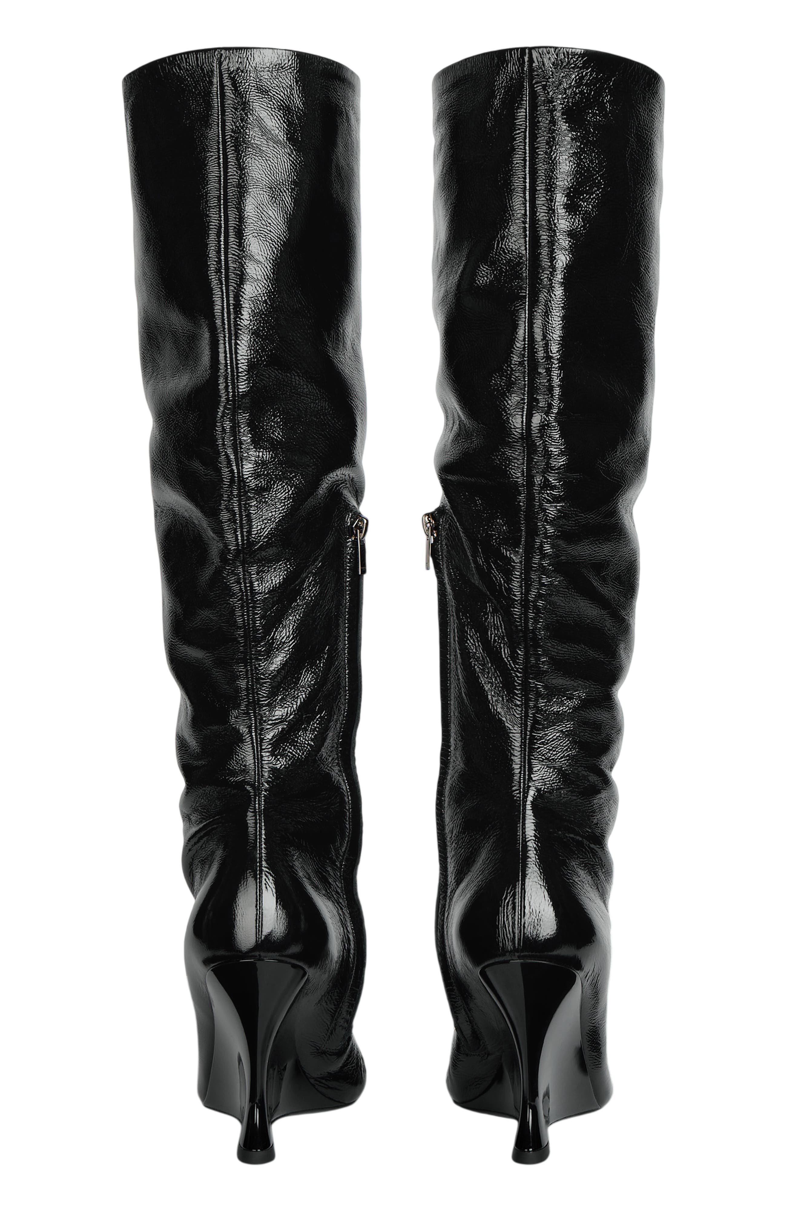 Wedge Boots in Crinkled Patent Leather, Alternate, color, black