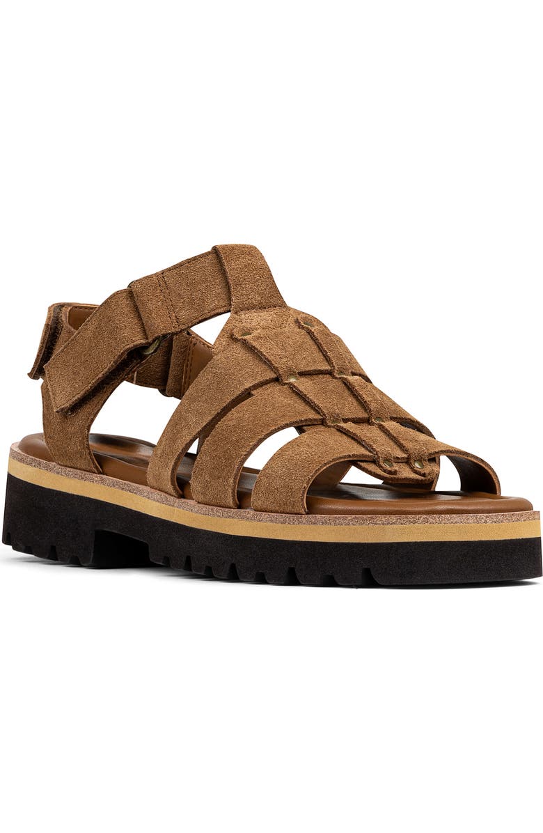 Donald Pliner Pryme Lug Sole Fisherman Sandal, Main, color, Saddle