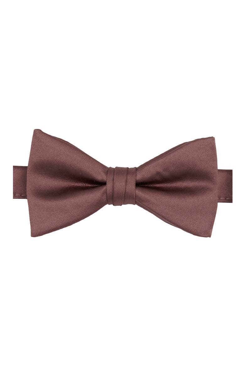 Men's Solid Satin Pre-Tied Bow Tie, Main, color, DARK MAUVE