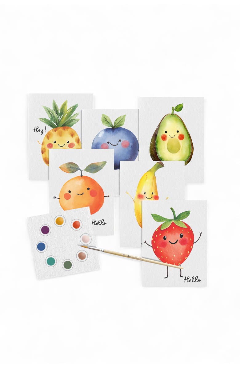 Breathe People Petite Artisan Watercolor Postcards-Happy Fruits, Main, color, Happy Fruits