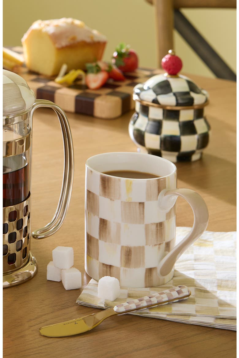 Set of 4 Mocha Check Bistro Spreaders, Alternate, color, MOCHA