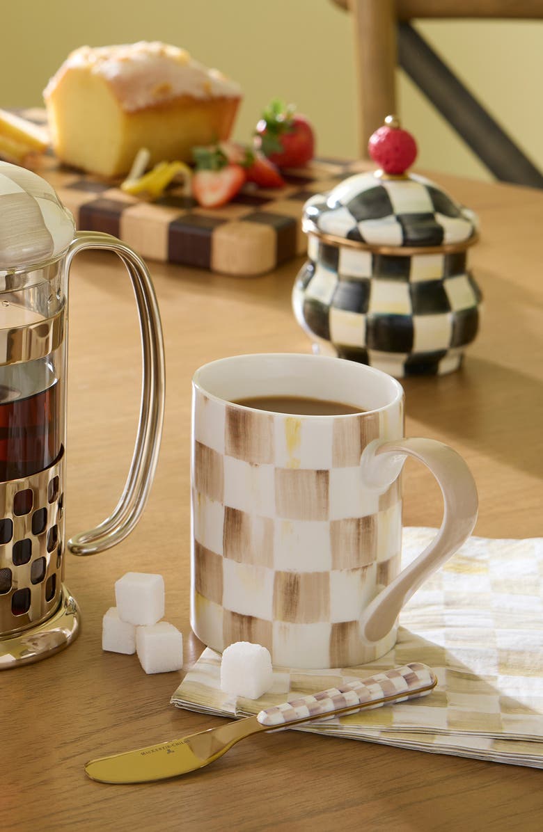 MACKENZIE CHILDS Set of 4 Mocha Check Bistro Spreaders, Alternate, color, Mocha