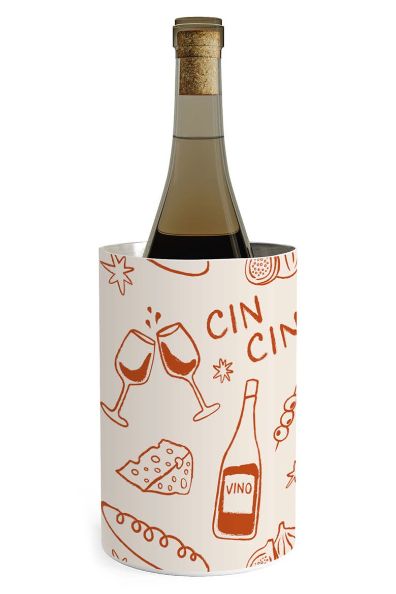 Cheese and Wine Stainless Steel Wine Chiller, Main, color, ORANGE