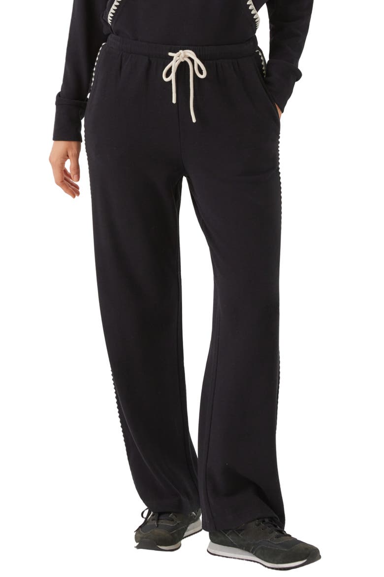 Edge Stitch Wide Leg Sweatpants, Main, color, BLACK