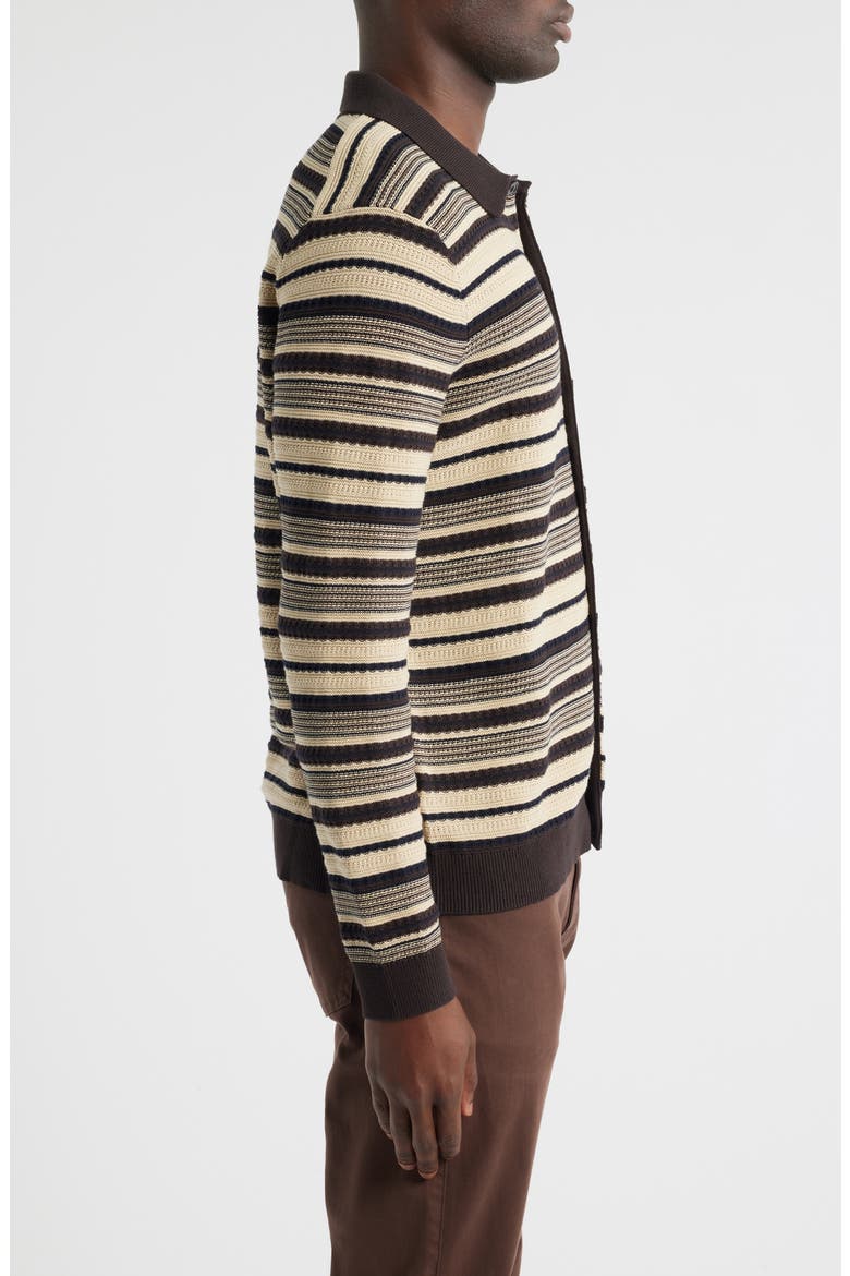 Nolan 6686 Stripe Organic Cotton Polo Cardigan, Alternate, color, DUSKY PORT