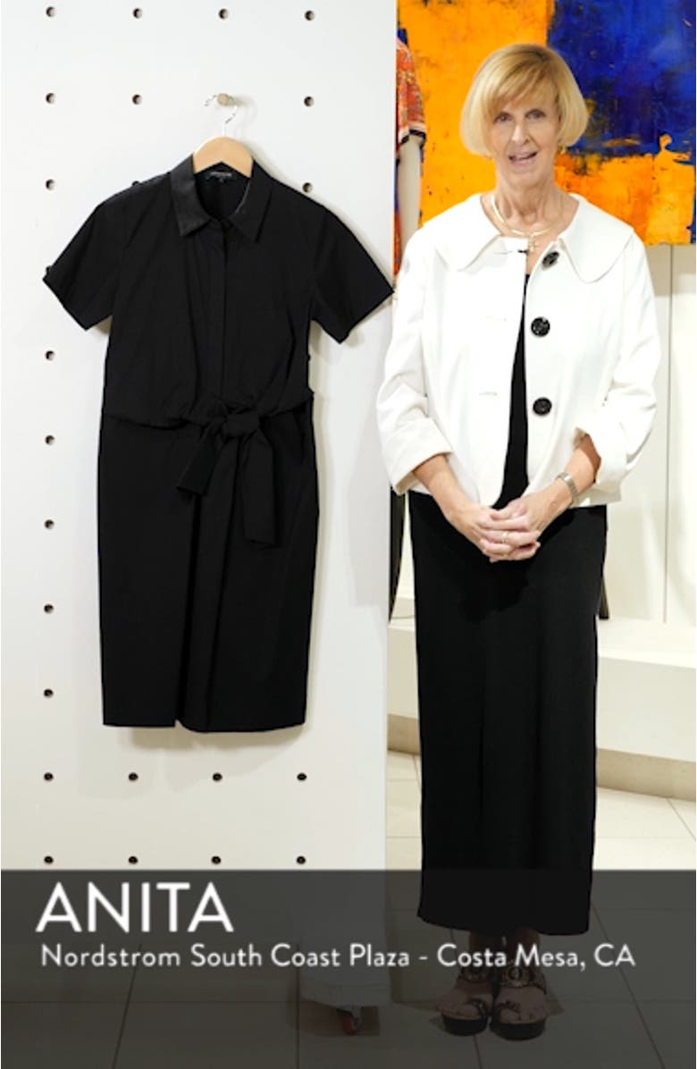 Zariah Tie Waist Stretch Poplin Shirtdress, sales video thumbnail