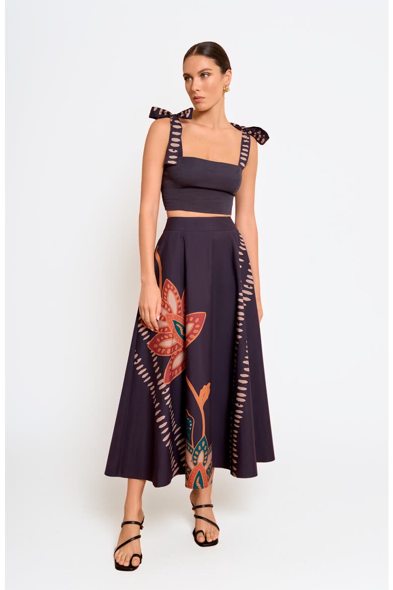 Zya Skirt Razu in Printed Cotton Poplin, Main, color, Razu Navy