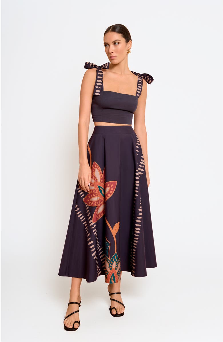 DIARRABLU Zya Skirt Razu in Printed Cotton Poplin, Main, color, Razu Navy