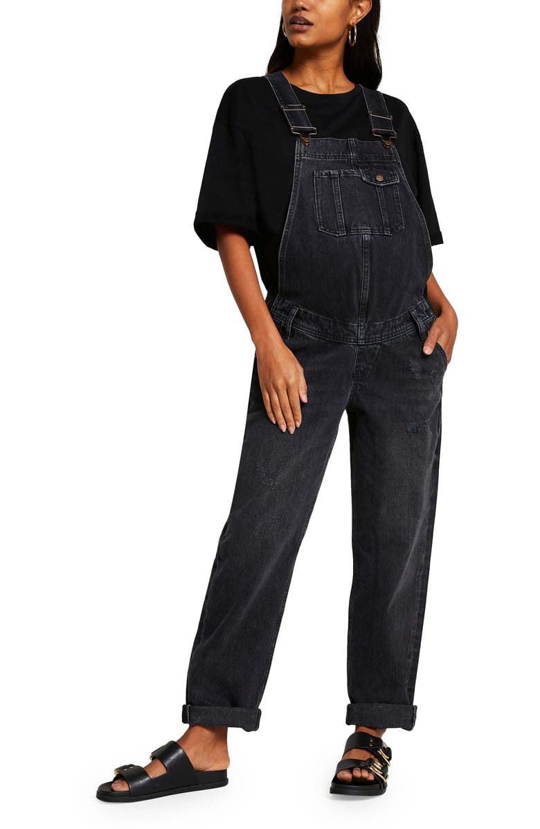 River Island Maternity Nonstretch Denim Overalls, Main, color, 