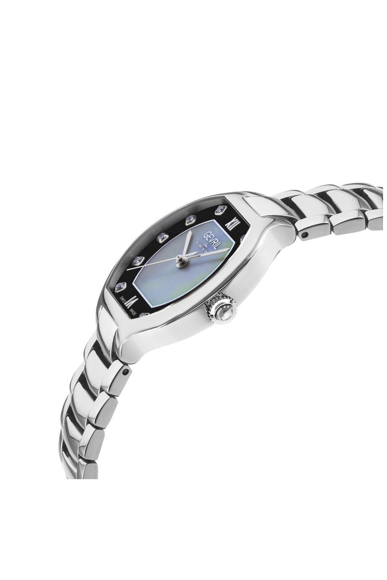 Lugano Diamond Mother of Pearl Bracelet Watch, 32mm, Alternate, color, SILVER