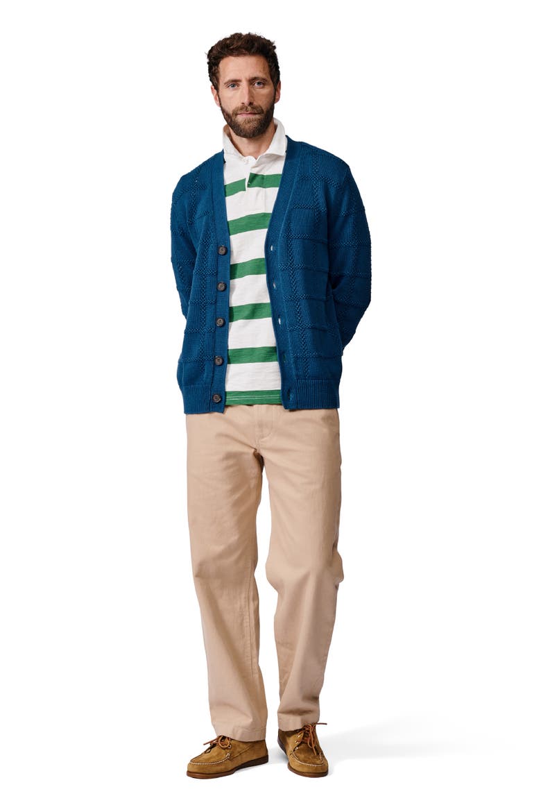 Rainham V-Neck Checked Cardigan, Alternate, color, Washed Indigo