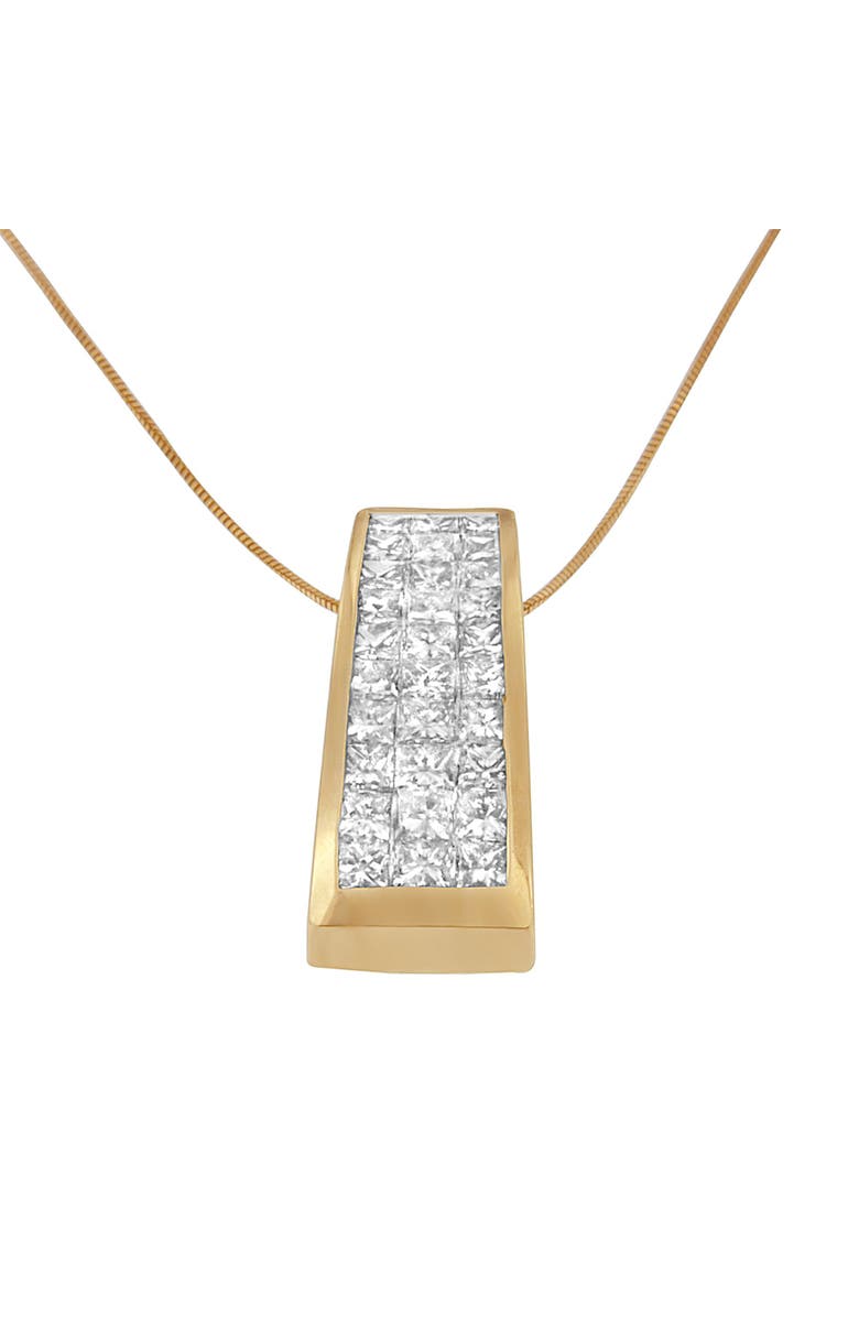 Haus of Brilliance 14K Yellow Gold Princess-Cut Diamond Pillar Pendant Necklace, Alternate, color, Yellow