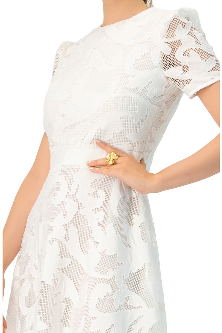 Lace A-Line Midi Dress, Alternate, color, White