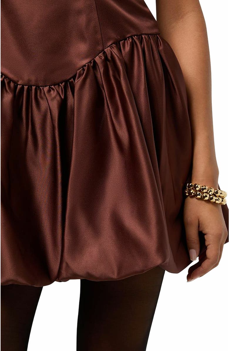 WeWoreWhat Bubble Skirt Corset Mini Dress, Alternate, color, Chocolate