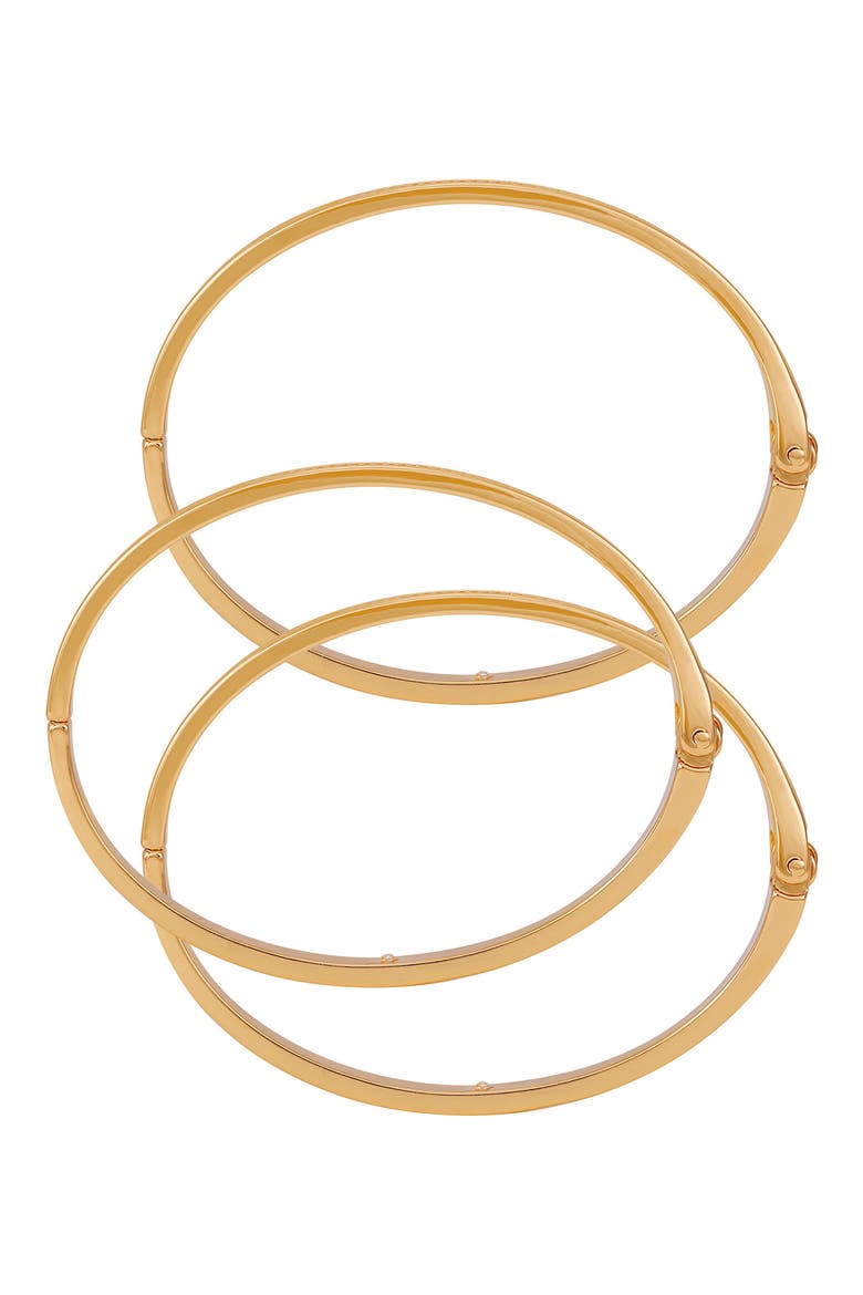 Set of 3 Hinge Bracelets, Alternate, color, GOLD TONE
