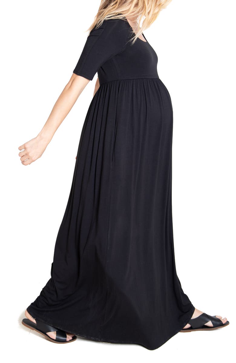 Ingrid & Isabel<sup>®</sup> Elbow Sleeve Maternity Maxi Dress, Alternate, color, 