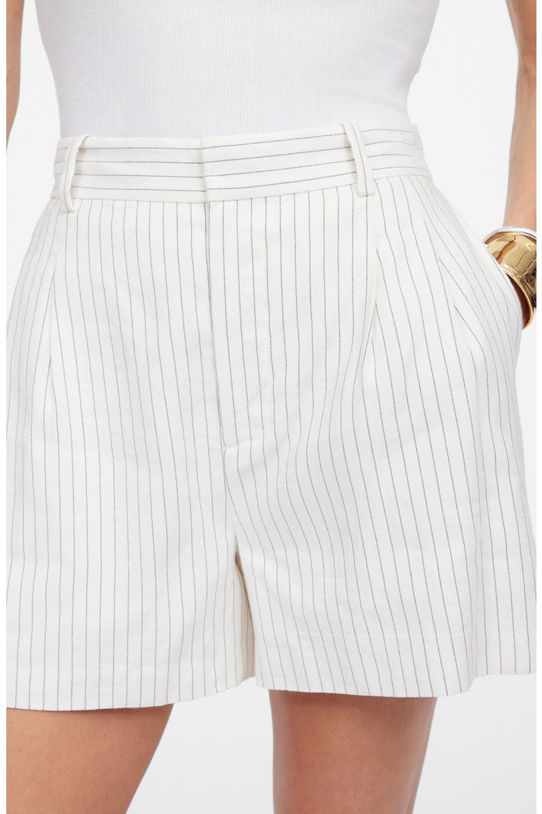 Easy Pleated Linen & Cotton Blend Shorts, Alternate, color, TAN AND BLACK STRIPE